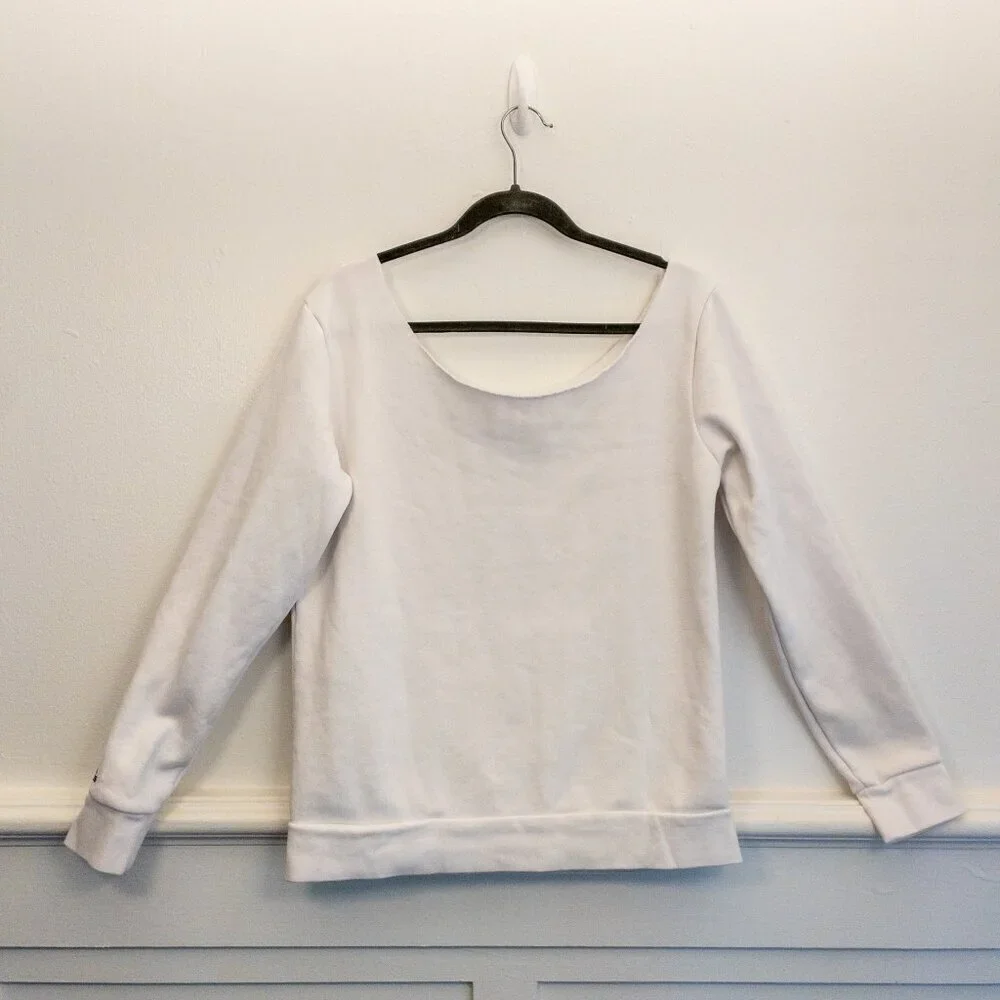 Adidas White Leopard Print Logo Fleece Pullover Sweatshirt – Women’s Size S